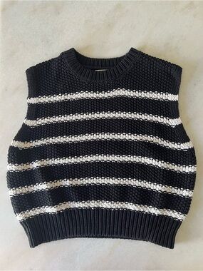 moon & madison Black and White Striped Knit Top